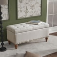 thumbnail image 2 of Ottoman Storage Bench with Recessed Support Hinge Top in Linen, Perfect for Bedroom and Living Room Organization, 2 of 9