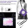 thumbnail image 5 of iPad Mini 6 Case Kids 2021 Military Grade Shockproof Silicone w/Pencil Holder - Stand - Handle - Shoulder Strap Heavy Duty Shock Resistant Rugged with 360 Degree Swivel Handle Case, Deep Purple, 5 of 8