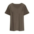 thumbnail image 3 of JURANMO Prime Today Maternity Tops for Women Loose Plus Size Short Sleeve Shirts Solid Casual V Neck Cotton Basic Tees Shirt Oversized Pullover Blouses Coffee XXXL, 3 of 6