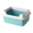 thumbnail image 3 of Caja de arena para gatos para gatos de interior, inodoro, fácil de limpiar, duradera, con lados altos, caja de arena para gatos con parte abi , Verde 38cmx26cmx1 Verde 38cmx26cmx19cm, 3 of 8