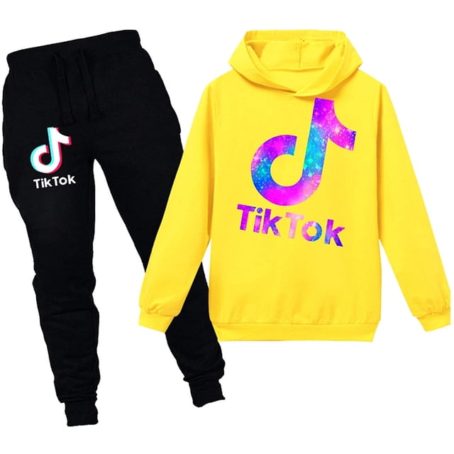 Tik Tok Pullover Hoodie Set Casual novedad sudadera 2 piezas moda Tik Tok ropa para niñas niños Adepaton WRMH-138-63