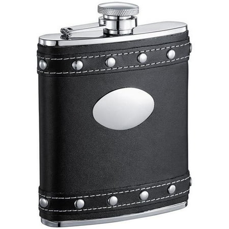 

Rocker Black Leather Liquor Flask With Studs - 6oz