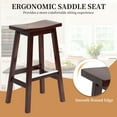 thumbnail image 4 of CL.HPAHKL Kitchen Bar Stools Set of 2, 30 Inch Counter Height Stools Backless Barstools with Footrest Countertop Solid Wooden Saddle Seats for Breakfast Bar, Kitchen Island, Party Room, Brown, 4 of 11