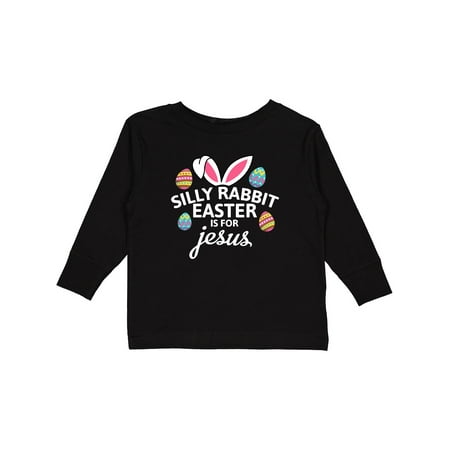 

Inktastic Silly Rabbit Easter is for Jesus with Bunny Head and Easter Eggs Gift Toddler Boy or Toddler Girl Long Sleeve T-Shirt