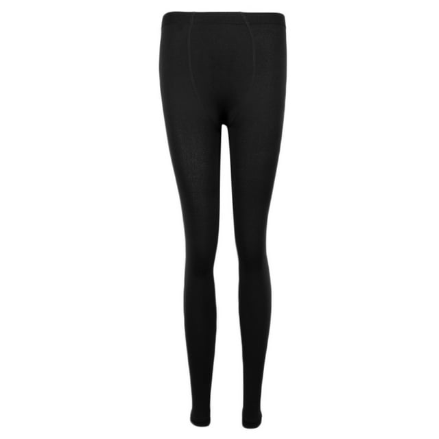 Medias térmicas de las mujeres opacas, polainas calientes del forro del paño grueso y suave del invierno Medias transparentes cintura Negro Soledad Polainas forradas de vellón para mujer