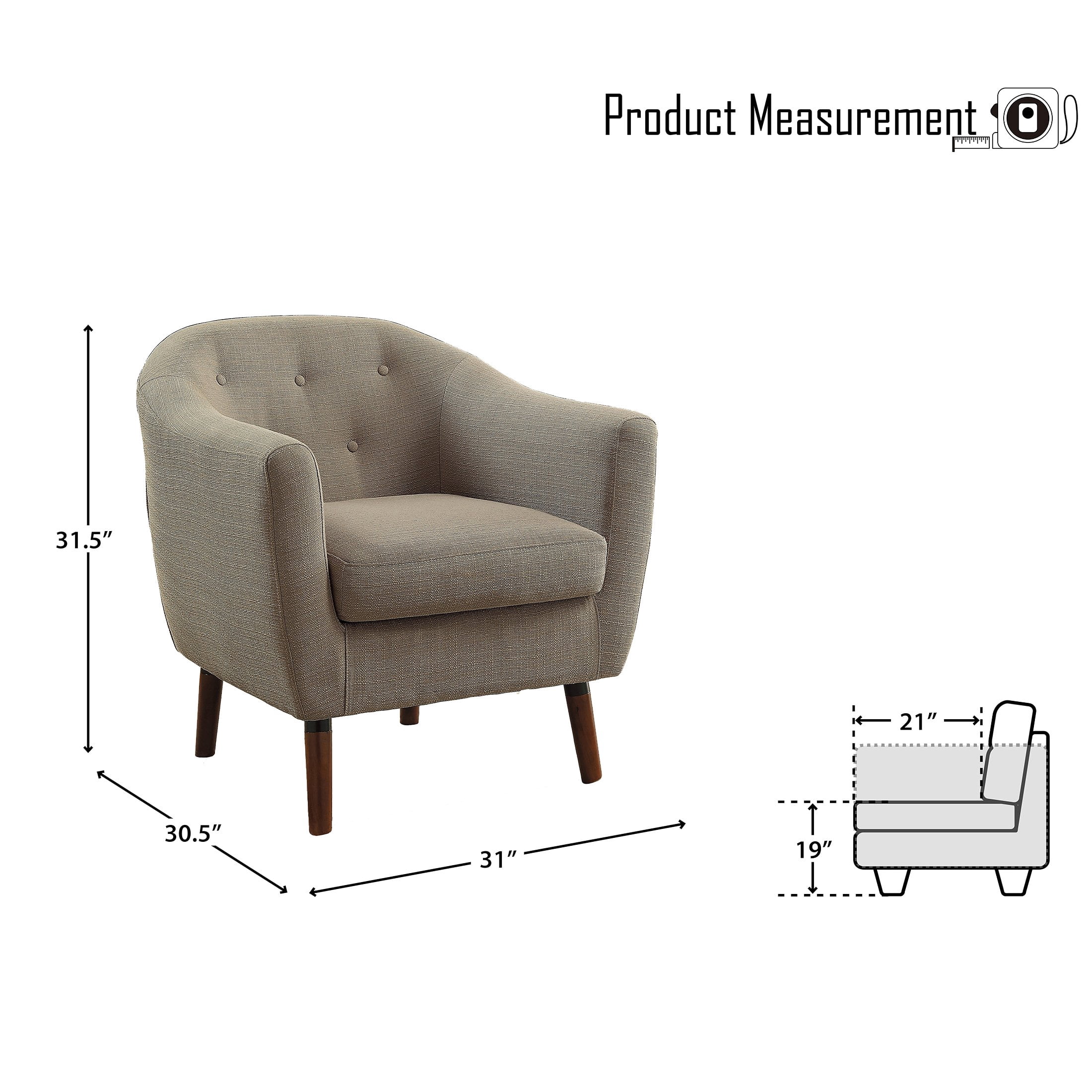 OakvillePark Vesper Fabric Upholstered Accent Chair, Beige