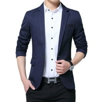SWSMCLT Men's Sport Coat Slim Fit Button Warm Long Sleeve Blazer Jacket Fall Office Vintage Thin Sportcoat Navy 34