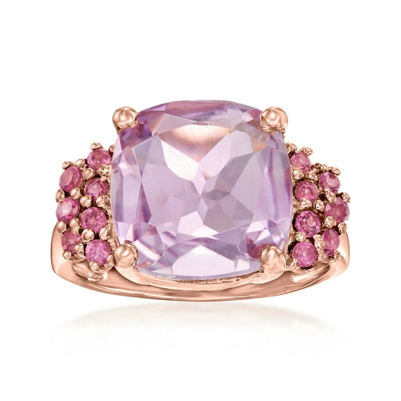 Ross-Simons 4.90 Carat Amethyst and .60 ct. t.w. Rhodolite Garnet Ring in 18kt Rose Gold Over Sterling, Women's, Adult