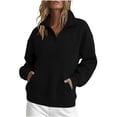 thumbnail image 2 of MaFYtyTPR Womens Half Zip Pullover Sweatshirt Long Sleeve Stand Collar Casual Athletic Hoodless Sweatshirts with Pocket A-Black L, 2 of 7