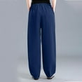 thumbnail image 3 of AIEOTT Womens Casual Cotton Linen Baggy Pants Casual Elastic Waist Pants Plus Size Lounge Pants Loose Fit Trousers with Pockets, 3 of 6
