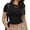 black, variant on Womens Slim Fitted Crop Tops - Basic Crew Neck Short Sleeve Casual Tees for Going Out