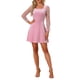 thumbnail image 2 of VESTIDO DE VELVET INSPIRADO CHIC PARA MUJERES CON ESCOTE CUADRADO Y MANGAS DE MALLA CON VOLANTES, ESTAMPADO DE ESTRELLAS, VESTIDO DE FIESTA Y PROM EN ROSA TAMAÑO S, 2 of 6