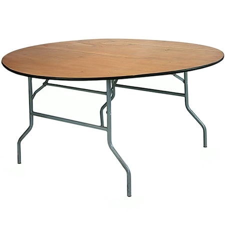 Advantage 66 in. Round Wood Folding Banquet Table