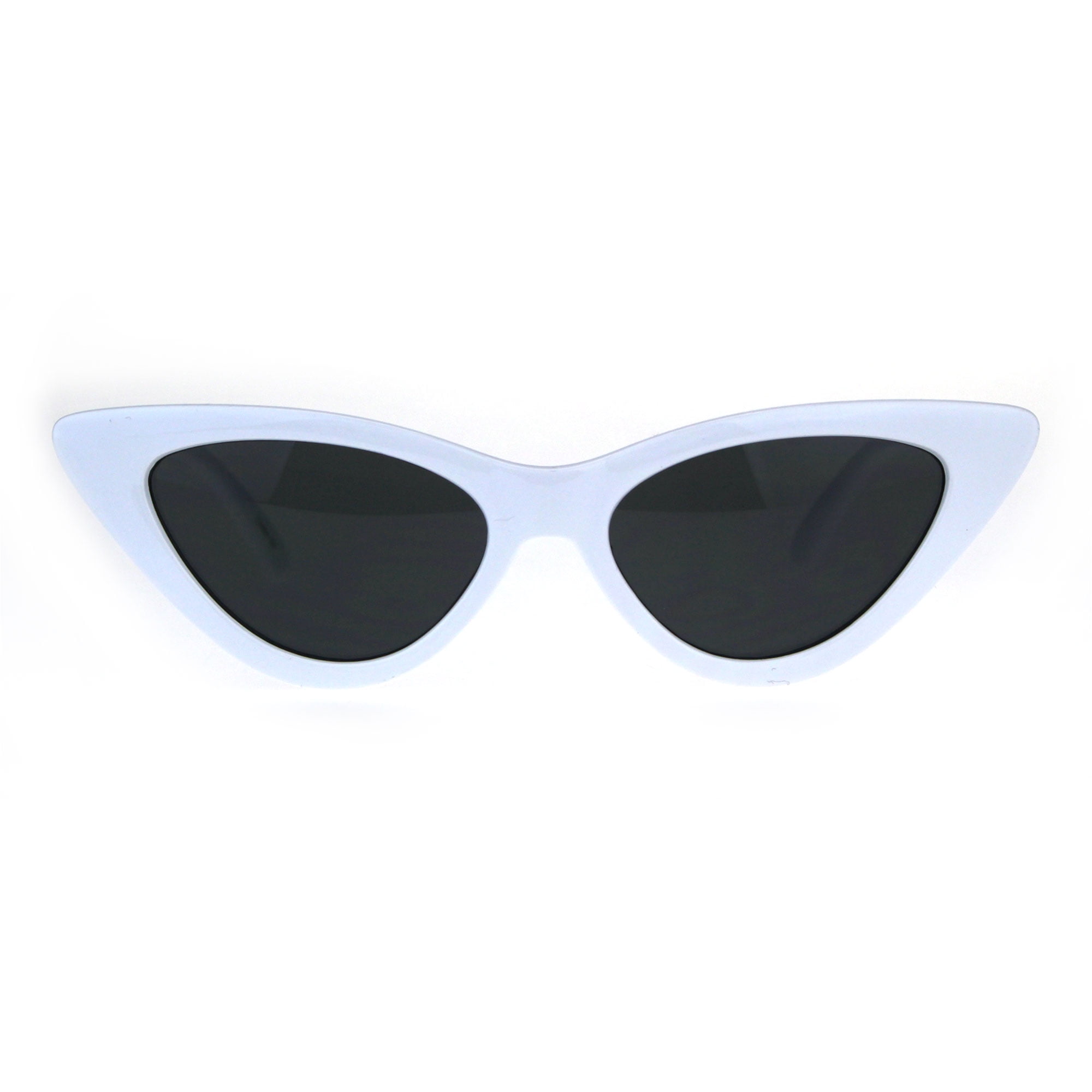 Womens Classic Narrow Cat Eye Gothic Plastic Sunglasses White Black