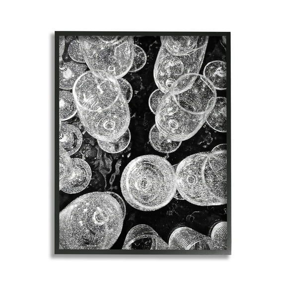 Stupell Industries Glitzy Wine Glasses Food & Beverage Photography Black Framed Art Print Wall Art, 11 x 14