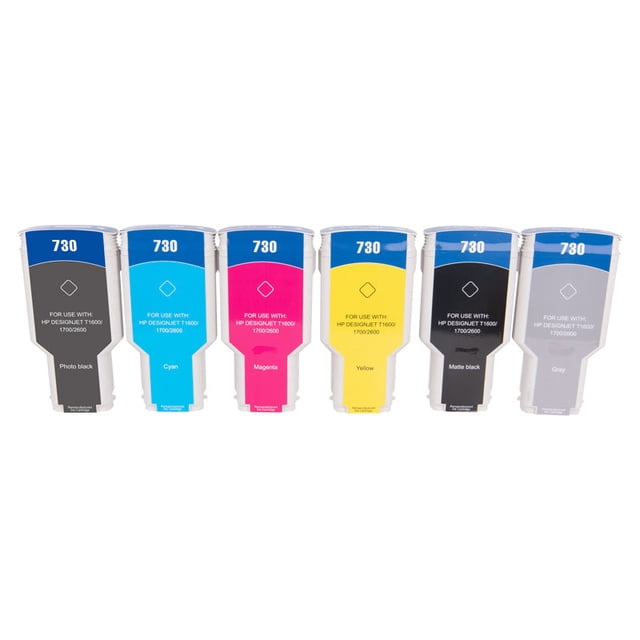Cartouche d'Encre Compatible HP 730 300 ml Combo MBK/PBK/C/M/Y/GY par Superink
