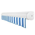thumbnail image 3 of Awntech Full Cassette Left Motorized Patio Retractable Awning, Bright Blue/White Stripe, 3 of 7