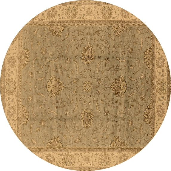 Ahgly Company Indoor Round Oriental Brown Traditional Area Rugs, 8' Round