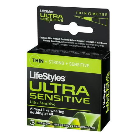 Lifestyles Ultra Sensitive Lubricated Condoms -3 Pack ...