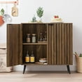 thumbnail image 4 of Semiocthome Sideboard Cabinet with 2 Fluted Doors and 1 Adjustable Shelves for Kitchen, Home, Dining Room, Walnut, 4 of 9