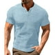 thumbnail image 1 of Camisa Elvqul para Caballero Azul Claro Manga Corta sin Estampado Cuello Redondo Algodón Gym Botones Casual, 1 of 3