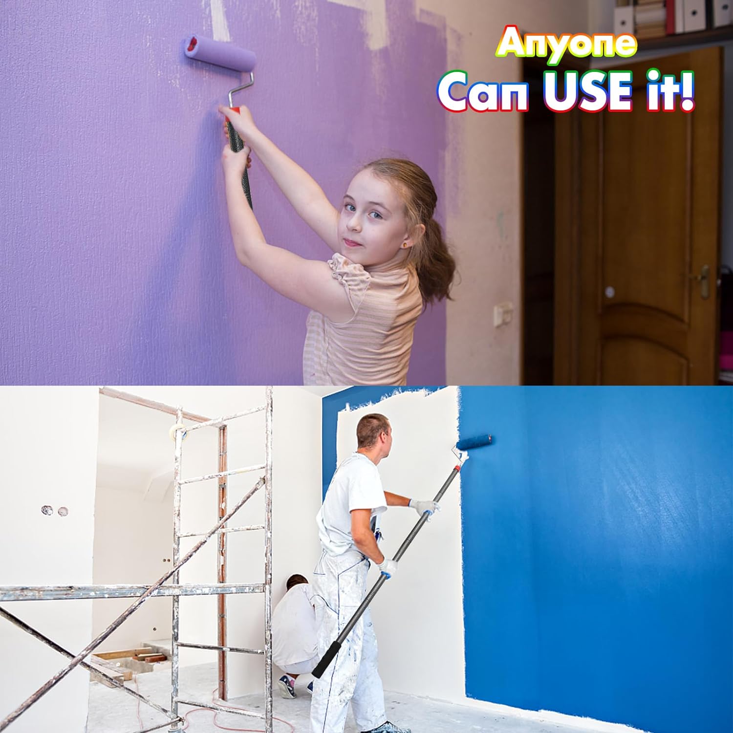 Paint Roller Kit with 4 Ft Extension Poles and Microfiber Covers photo 4