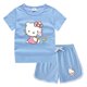 thumbnail image 5 of Hello Kitty-Camiseta informal con cuello redondo y pantalones cortos para niños y niñas, conjunto de camisa de fondo absorbente de algodón puro, informal, 5 of 5