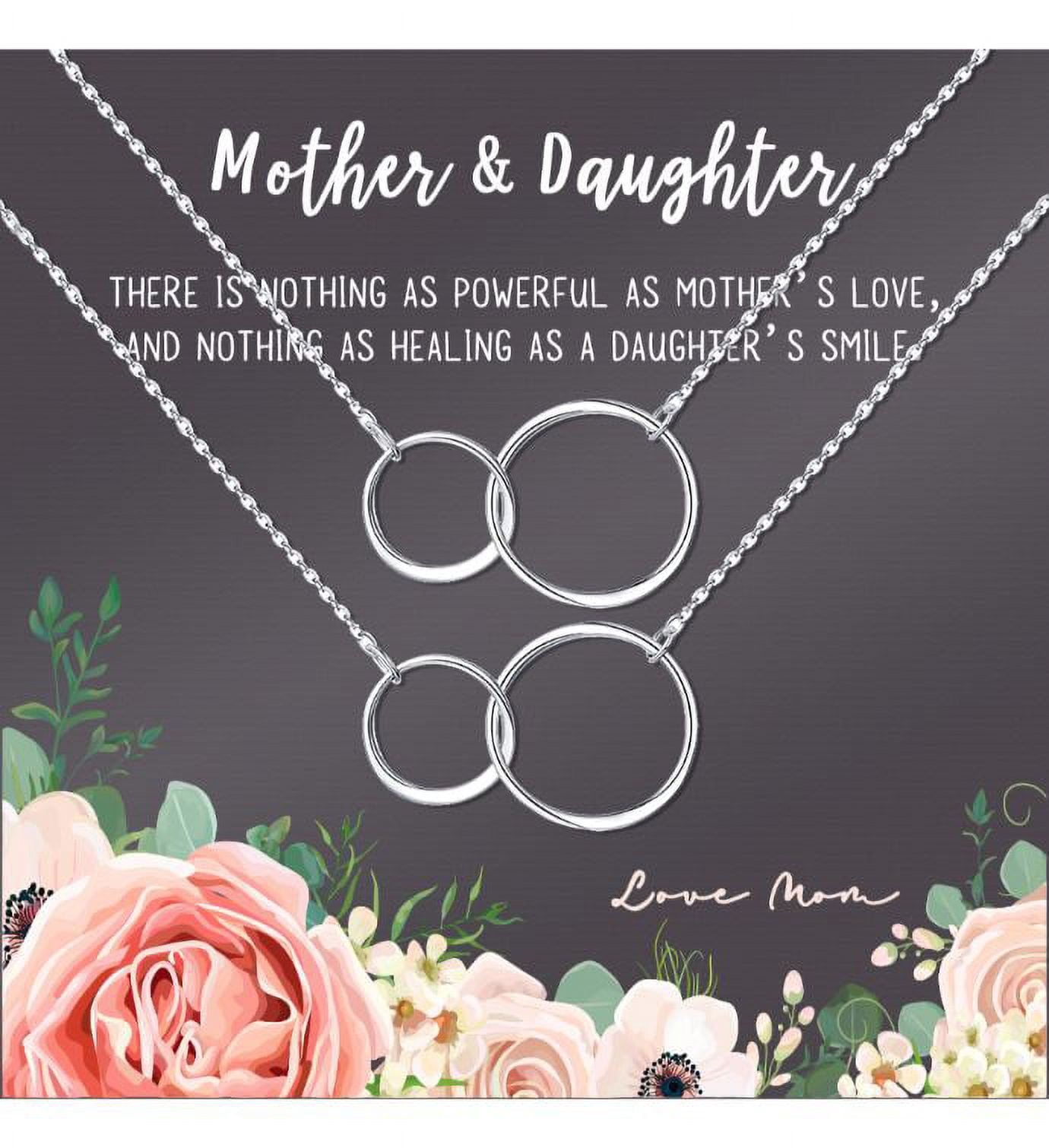 Mother and Daughter Matching Infinity Card Necklace, Matching Mother's Day Gift for Her, Mom and Daughter Jewelry, Mom and Daughter Infinity Ring Necklaces [Silver Infinity Ring, No-Personalized Card]