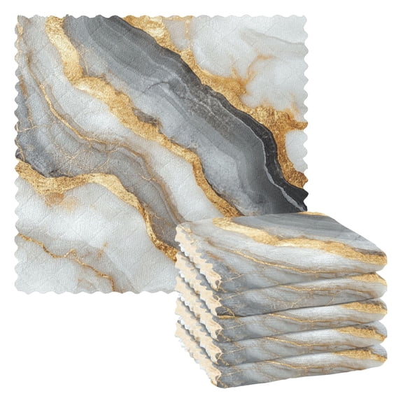 WOBOGO Black Gold Marble Pattern Kitchen Towels 6pcs Ultra Soft Absorbent Quick Drying Dish Cloths 11×11inch
