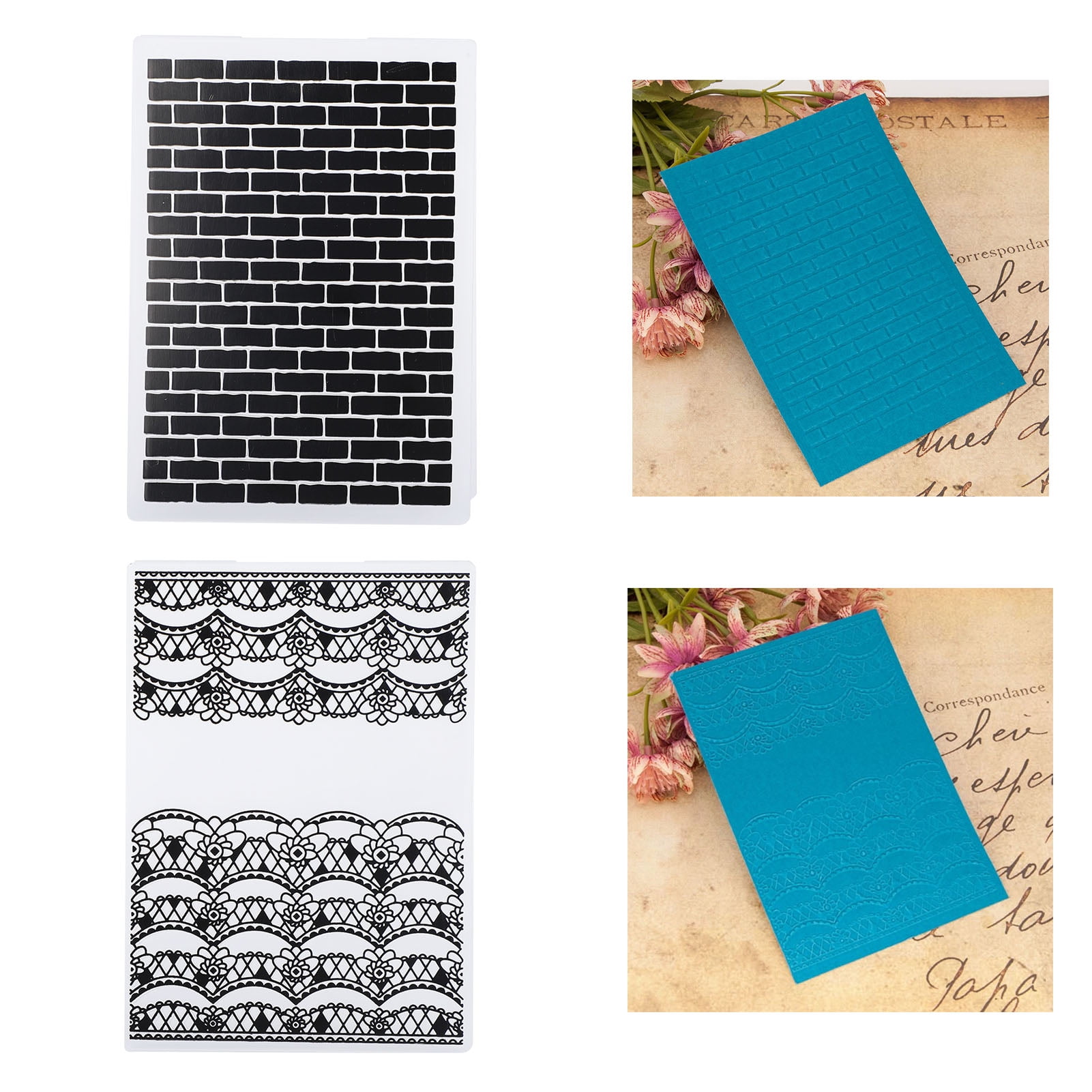 4Pcs Plastic Embossing Folders For Card Making - DIY Scrapbooking Texture Templates For Paper Crafts