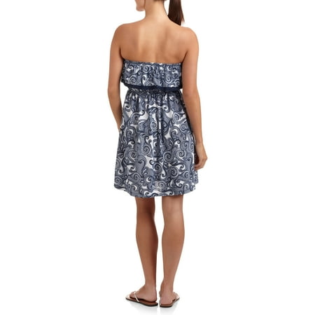 Faded Glory Women's Strapless Empire Dress with Ruffle Top