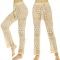 thumbnail image 6 of Aellinatey Women Hollow Out Mesh Pants Beach Swimsuit Cover Up Crochet Wide Leg Trousers, 6 of 20