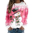 thumbnail image 1 of WEAIXIMIUNG Chandail en Molleton pour Femmes avec Poches Zippées Mode Hiver Décontracté Noël Bonhomme de Neige Flocon de Neige Imprimé Col Rond Manches Longues Sweat à Capuche, 1 of 4