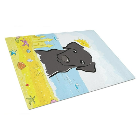 Caroline's Treasures Black Labrador Summer Beach Glass Cutting Board Large