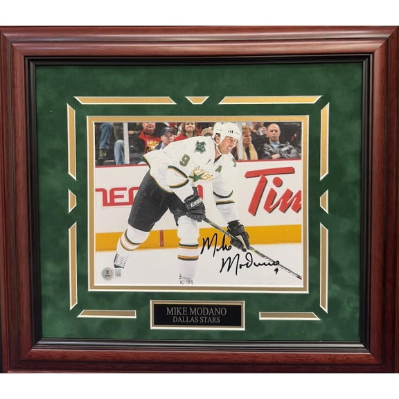 Mike Modano Autographed Hand Signed Custom Framed 8x10 Dallas Stars Photo - Beckett COA