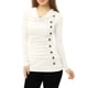thumbnail image 3 of Top acanalado con botones y mangas largas Cuello vuelto Allegra K blanco 3XL, 3 of 5