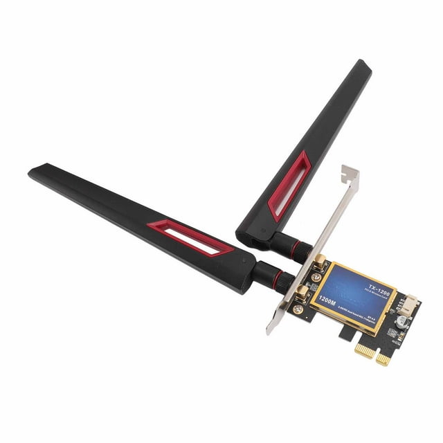 PCI Express X1 WiFi Card, Wide Range PC Adapter Card 4.0 Stable 1200Mbps 7260AC with 10dBi Dual Antenna for Computer