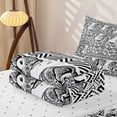 thumbnail image 5 of jejeloiu Vintage Tribal Zipper Full Size Comforter Sets with Fitted Sheet and 2 Pillowcases For Men Women,Bohemian Exotic Style Alphabet Print Zipper Bedding Set,Black White,Reversible,4 Pieces, 5 of 7