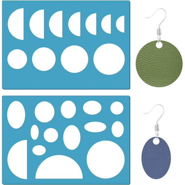 Plantillas reutilizables para hacer aretes, de plástico, ovalados, semicirculares y redondos, con 2 estilos de formas de joyería. Plantillas de corte lapidarias.