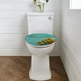 thumbnail image 2 of SEANATIVE Wooden Sunflower Toilet Seat Cover Elongated for Bathroom Washable Soft Toilet Lid Cover with Elastic Band Universal for Most Standard Oval Oblong Toilet Lids, 2 of 6