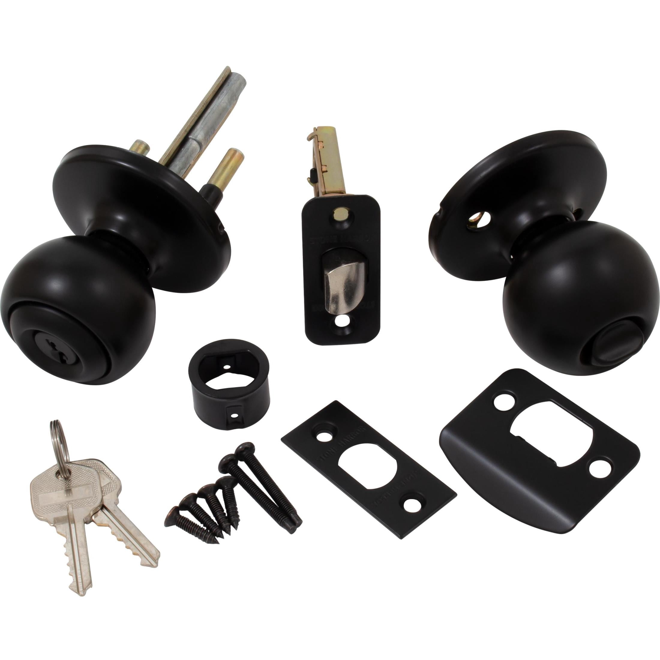Stone Harbor Hardware Ball Door Knob, Entry Function, KW Keyway, Matte Black