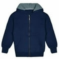 thumbnail image 3 of Kids Sherpa Lined Fleece Full Zip Up Hooded Sweatshirt Jacket, Navy, S, 3 of 6
