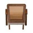 thumbnail image 5 of Baxton Studio Classic Rubber Wood Polyester PE Rattan Solid Print Armchair, Walnut Brown, 5 of 9