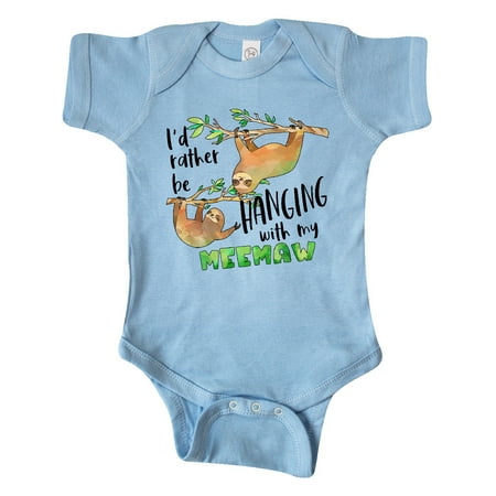 

Inktastic Id Rather Be Hanging with My Meemaw- Cute Sloths Gift Baby Boy or Baby Girl Bodysuit