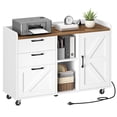 thumbnail image 4 of HOOBRO Farmhouse Lateral File Cabinet with 3 Drawers, Door & Charging Station, White, 4 of 9