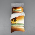 thumbnail image 2 of Ambesonne Tropical Bedding Set 4 Pcs, Palm Tree Exotic Beach, Queen, Amber Green White, 2 of 3