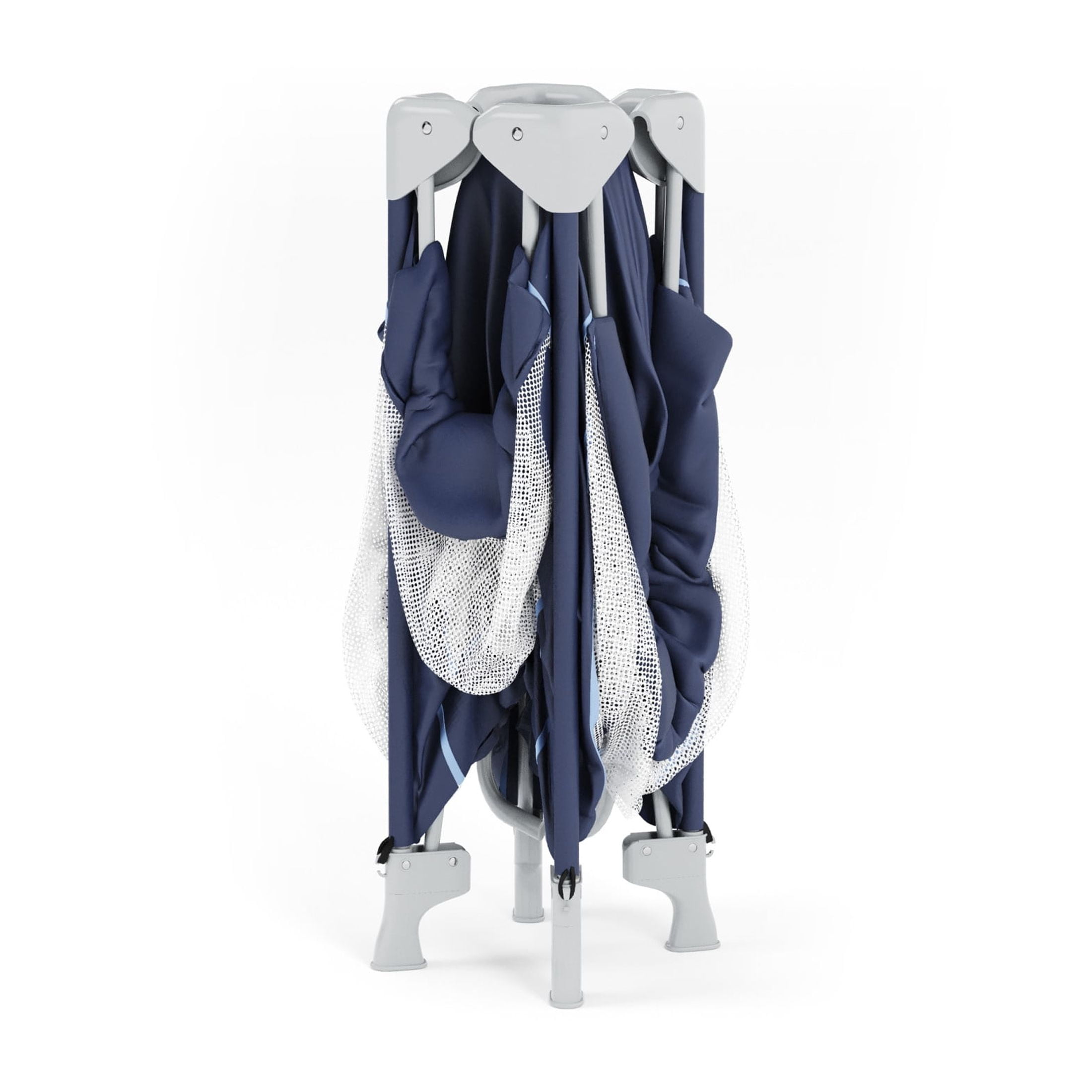Foundations SnugFresh Celebrity Travel Play Yard with Mesh Sides, Washable Cover, and Storage Bag, Regatta Blue