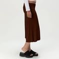 thumbnail image 5 of Gaucho Pants for Women Fold Over Flowy Low Rise Wide Leg Capri Pants Casual Stretch Cropped Pant Coffee L, 5 of 6
