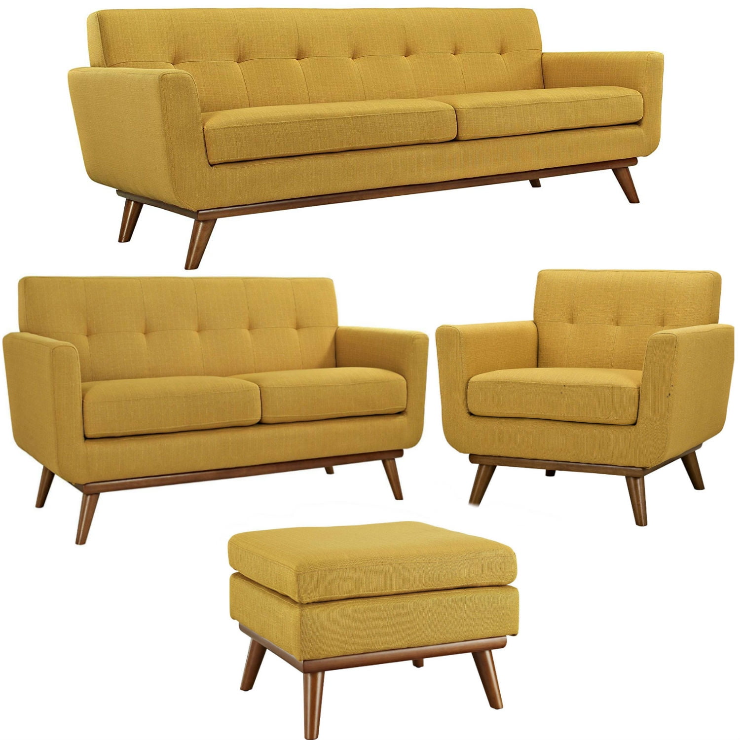 Modway Engage MidCentury Modern Upholstered Fabric Sofa, Loveseat, Arm