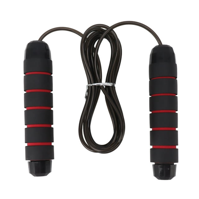 Cuerda para saltar con peso, quema calorías, mango de esponja, evita enredos, cuerda de entrenamiento físico, 406 g, color negro y rojo